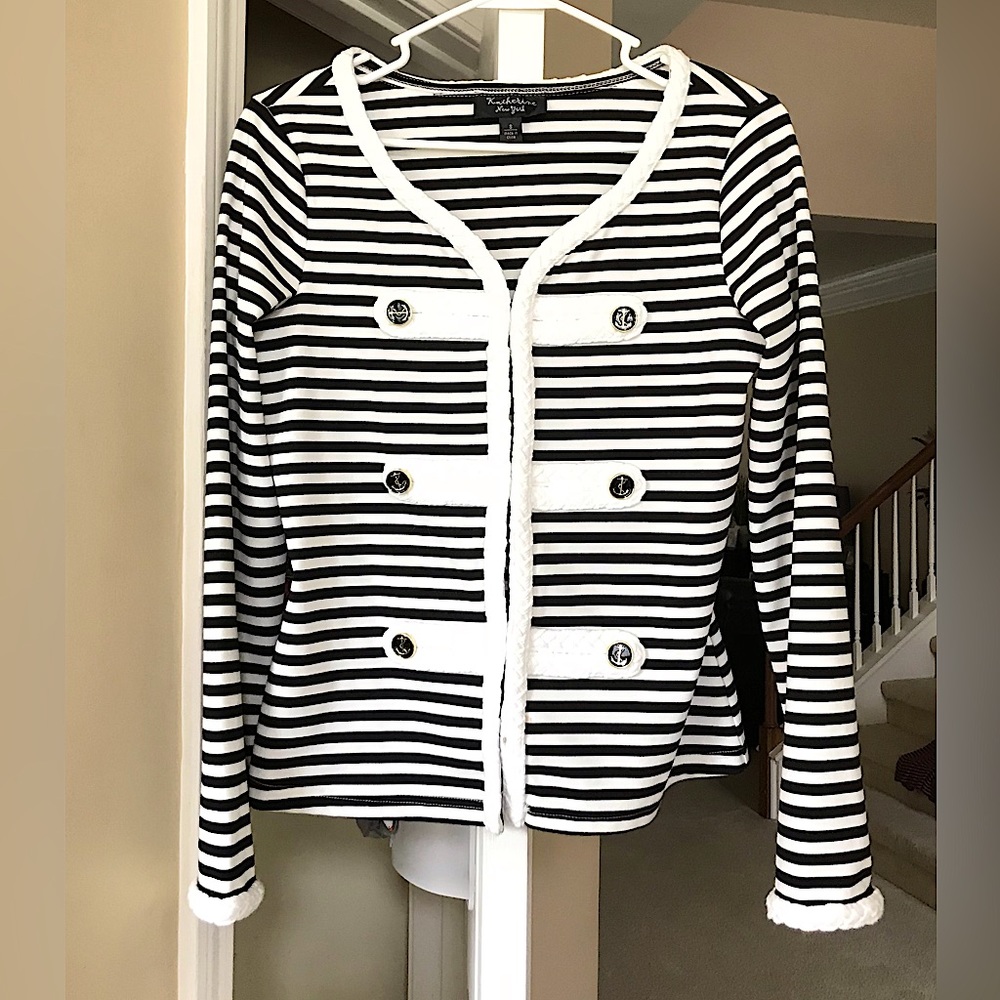 🆕🔥KATHERINE NY COLLECTION GORGEOUS NAUTICAL BLACK&WHITE JACKET STYLISH&CHIC - Picture 1 of 10
